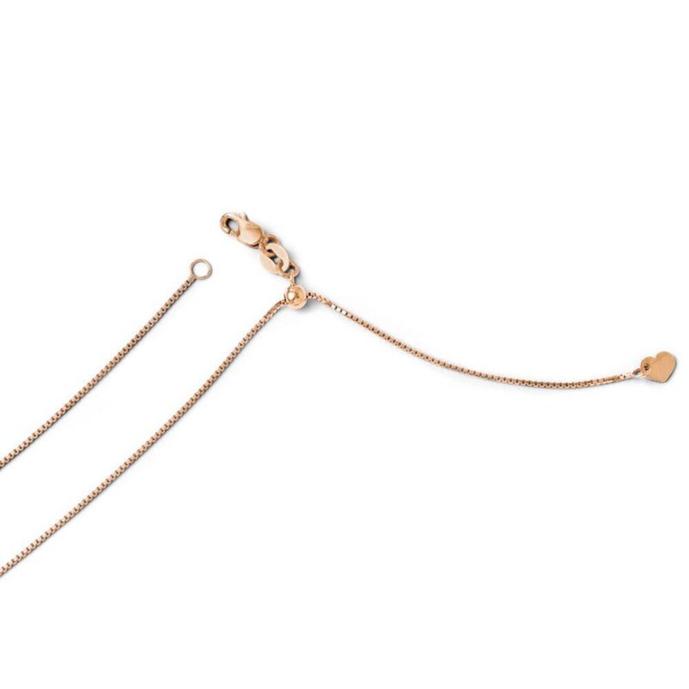 0.8mm 14k Rose Gold Adjustable Box Chain Necklace, 30 Inch